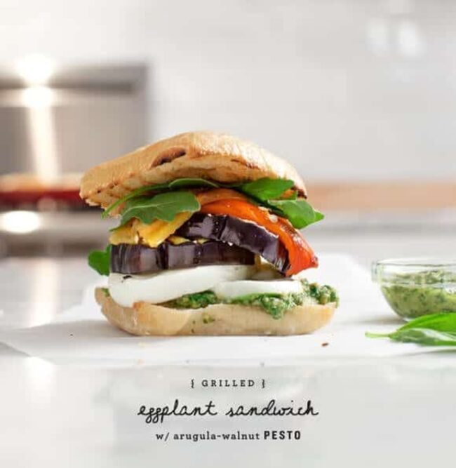 Eggplant Tomato & Pesto Sandwich