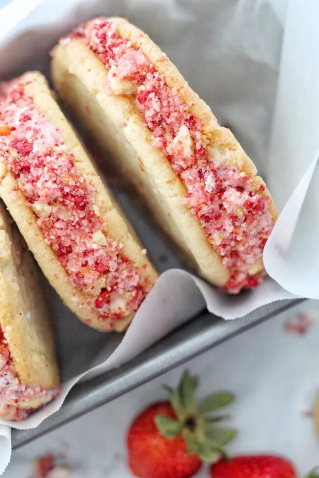 Strawberry Shortcake Ice Cream Sandwiches