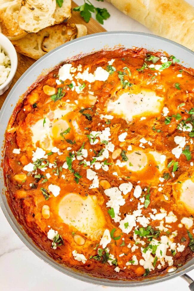 Shakshuka with White Beans and Feta