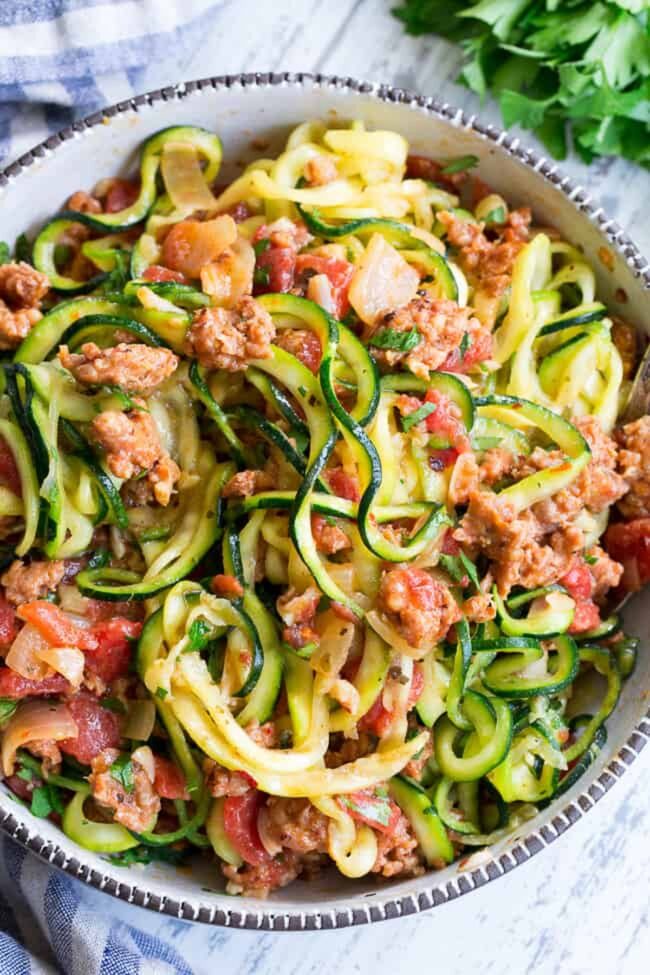 Sausage Marinara over Zoodles