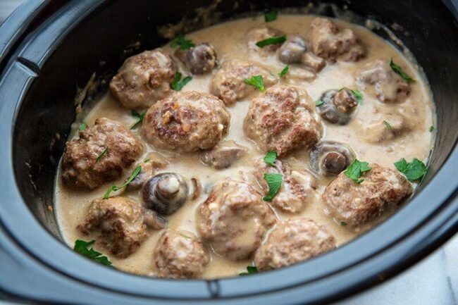 Golden Mushroom Meatballs