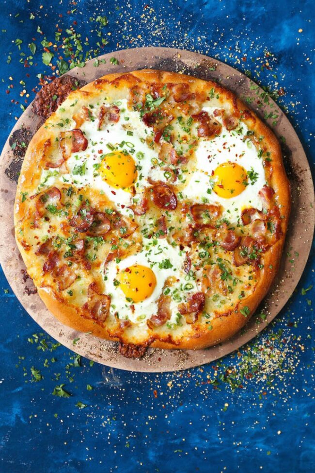 Breakfast Pizza with Eggs and Bacon