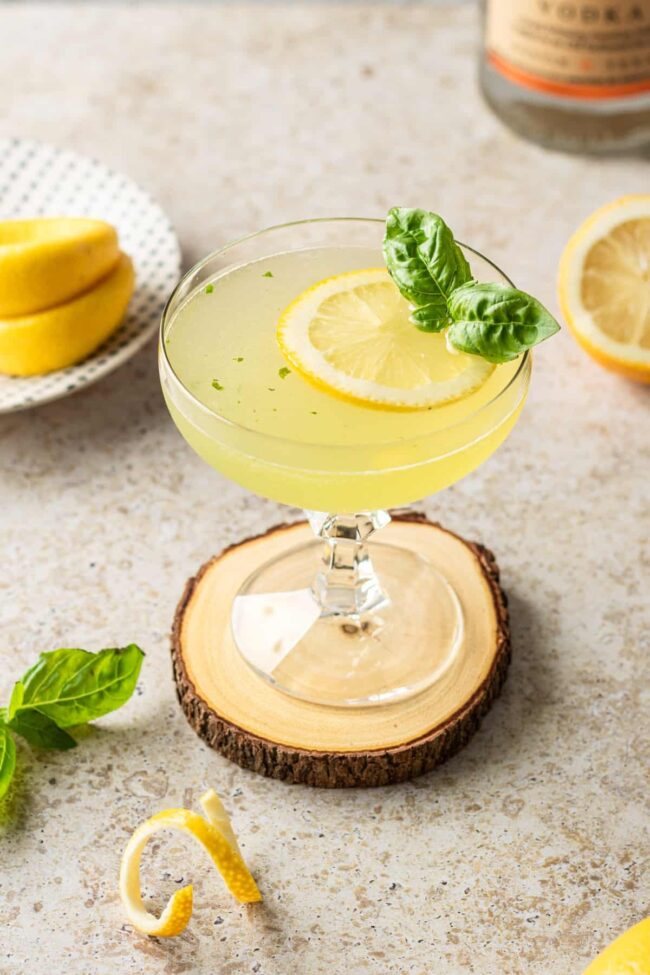 Lemon Basil Vodka Spritz