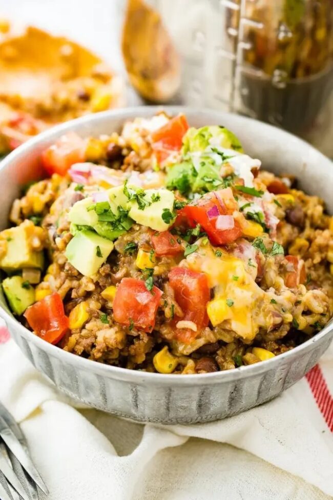 Instant Pot Beef Burrito Bowls