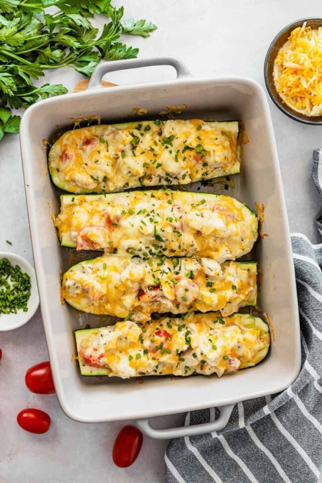 Chicken Stuffed Zucchini Boats