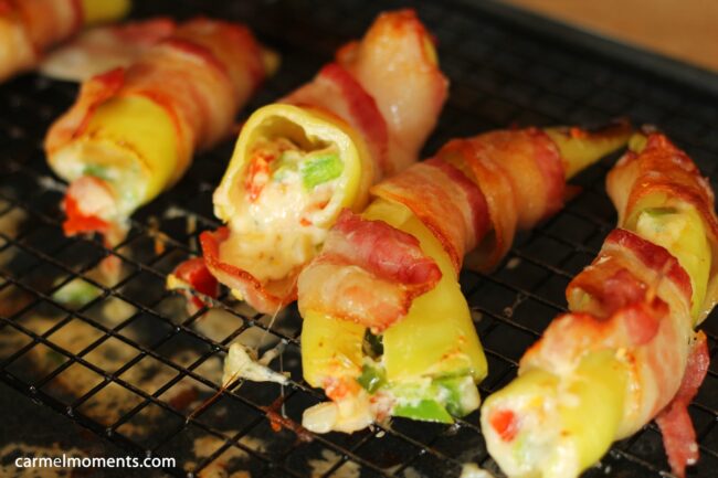 Bacon-Wrapped Cheese Stuffed Banana Peppers