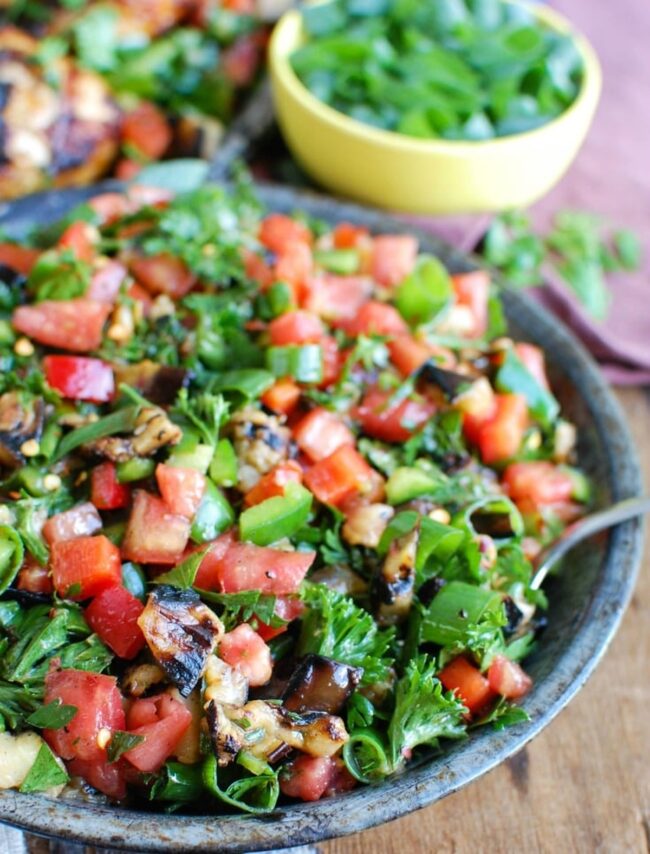 Mediterranean Grilled Eggplant Salad