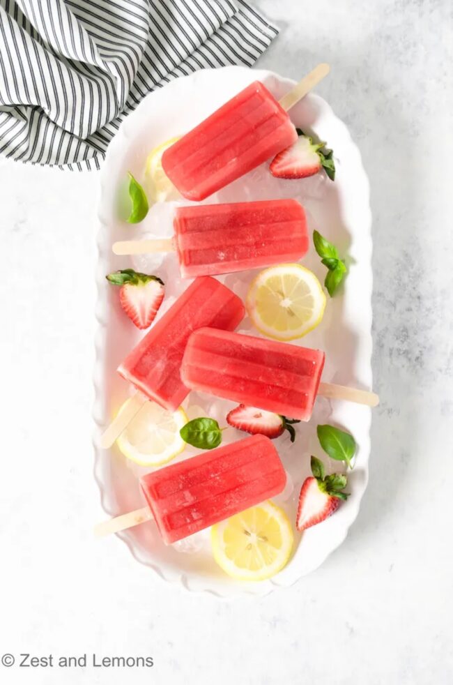 Strawberry Basil Popsicles