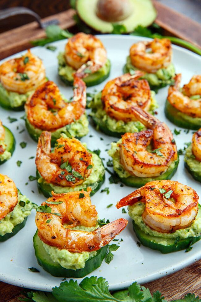 Shrimp Avocado Cucumber Rounds