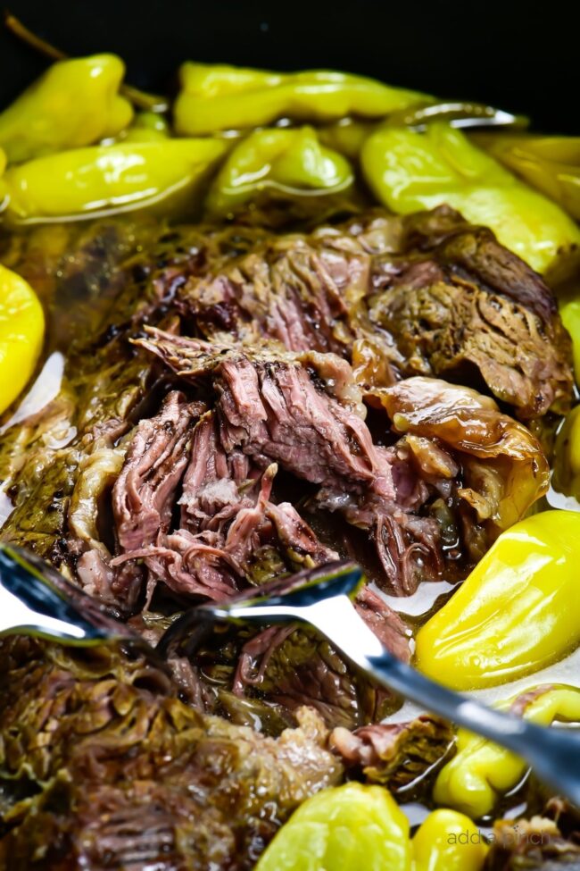 Slow Cooker Pulled Banana Pepper Roast Beef