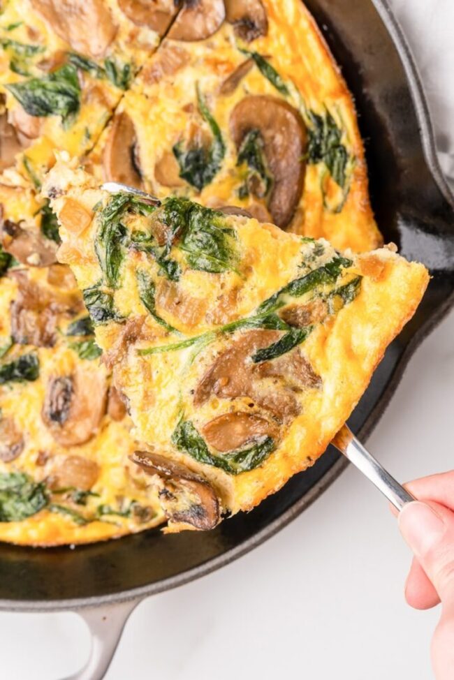 Cheesy Spinach and Mushroom Frittata