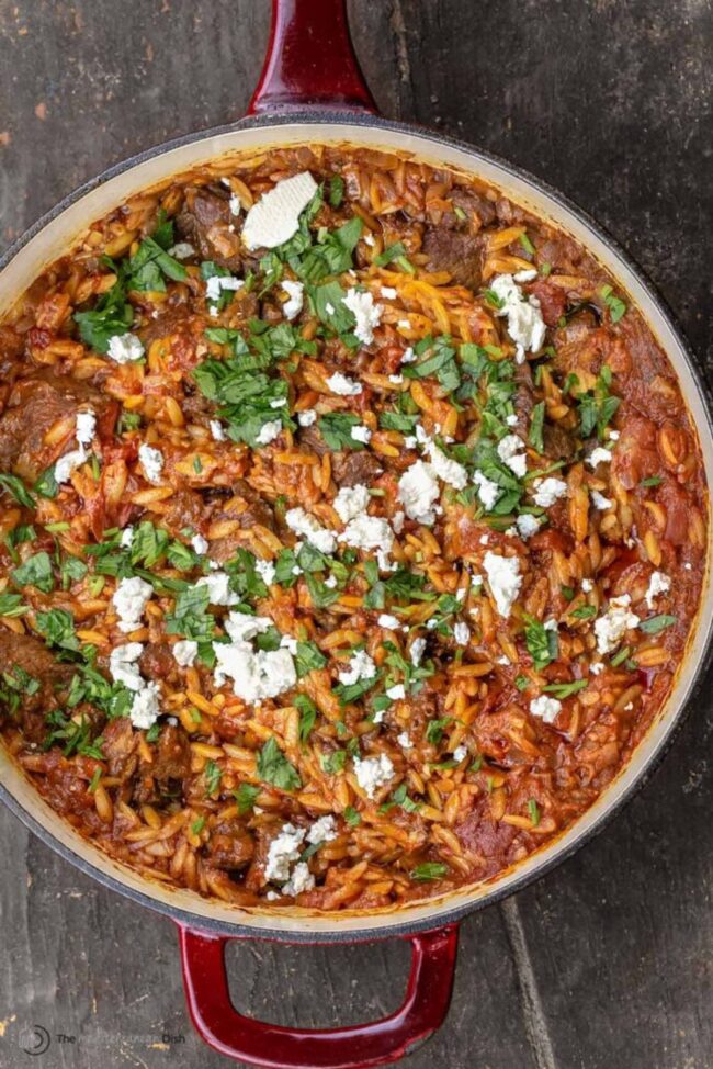 Lamb and Orzo Skillet