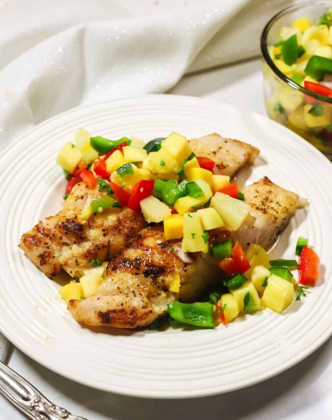 Baked Grouper with Mango Salsa