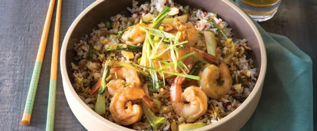 Ginger Garlic Shrimp Rice Bowl