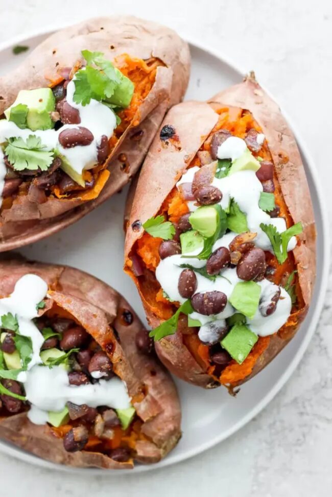 Baked Sweet Potato with Black Beans