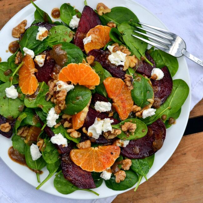 Beet and Orange Spinach Salad